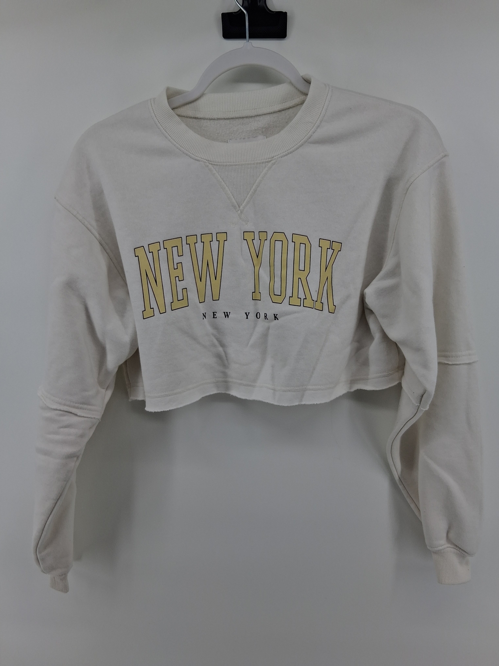 Lazy Sunday Cropped Crewneck Sweatshirt - Cream with Yellow Graphic